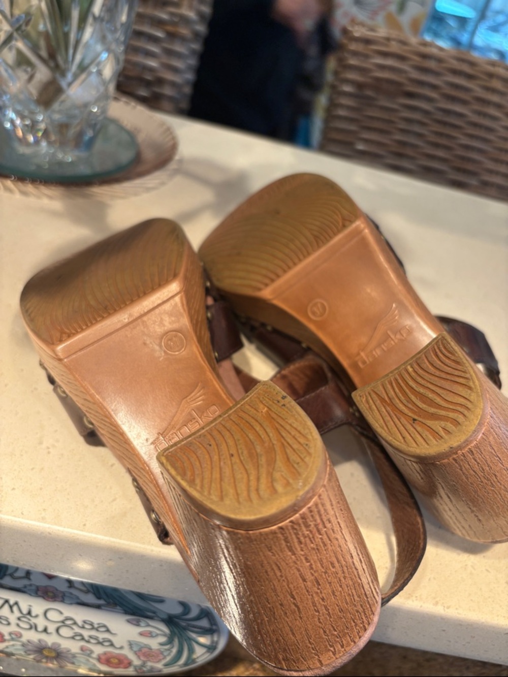 Women’s Brown Leather Studded Clog Sandal - Picture 8 of 10